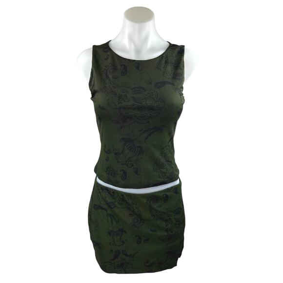 NEW Princess Polly Matilde Green Floral Sleeveless Crop Top & Mini Skirt Set 6 - Picture 1 of 6